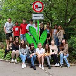 Bemerkenswerte Blumen erblühen auf Schulhof 