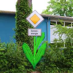 Bemerkenswerte Blumen erblühen auf Schulhof 